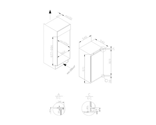 Plan coté d''un meuble de cuisine avec toutes les dimensions