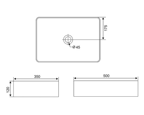 Dessin d''un lavabo avec dimensions