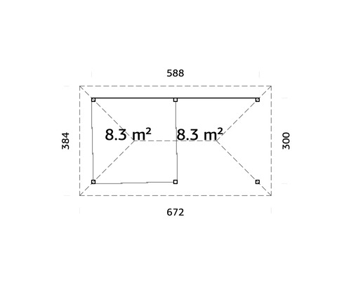 Plan avec indication de surface et dimensions en centimètres