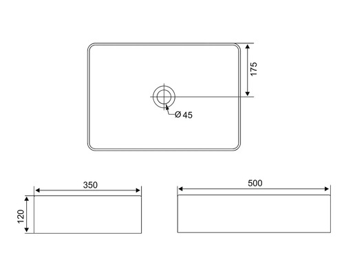 Schéma technique lavabo avec dimensions