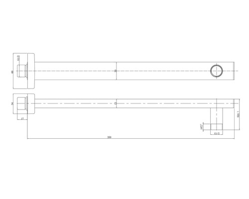 Dessin technique d''un bec mural avec dimensions