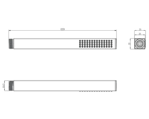 Dessin technique d''une douchette à main avec dimensions