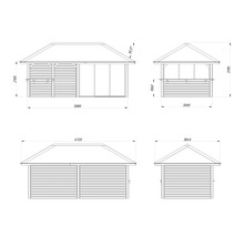 Plan technique d''un pavillon de jardin avec dimensions