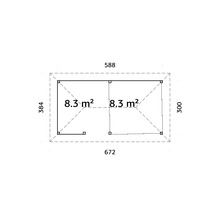 Plan d''un abri de jardin avec dimensions et indications de surface