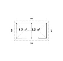 Plan avec indications de dimensions pour une cabane de jardin