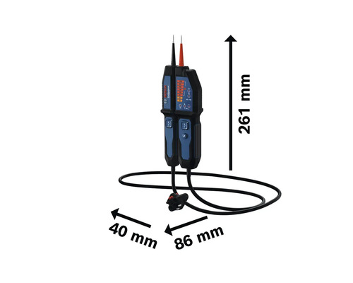 Testeur de tension bipolaire Bosch Professional avec dimensions