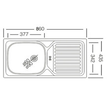 Dimensions de l''évier avec égouttoir : 860 x 435 mm