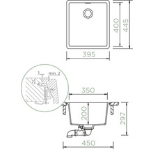 Schéma technique d''un évier de cuisine avec dimensions