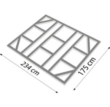 Illustration eines Pflastersteinrahmens mit den Maßen 234 mal 175 Zentimeter.