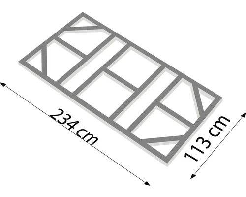 Holzrahmen mit Abmessungen 234 cm x 113 cm