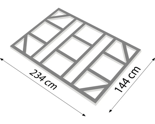 Rahmenstruktur mit den Maßen 234 cm mal 144 cm