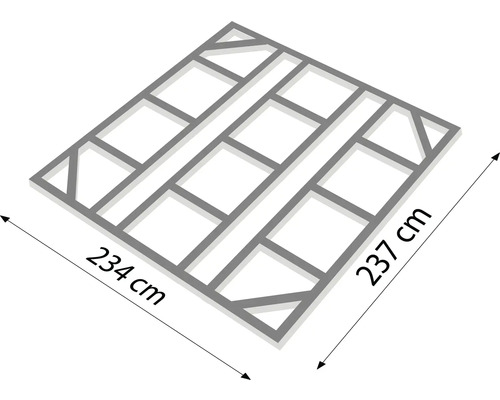 Unterkonstruktion mit den Maßen 234 cm mal 237 cm