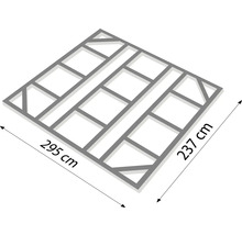 Illustration eines Terrassenrahmens mit den Maßen 295 cm und 237 cm.