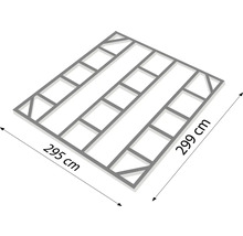 Dachkonstruktion mit Abmessungen 295 mal 299 Zentimeter