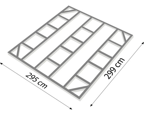 Construction de toit avec dimensions 295 sur 299 centimètres
