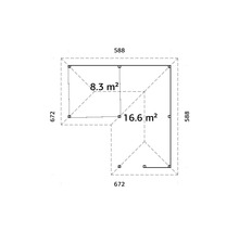 Plan d''un abri de jardin avec indication des surfaces