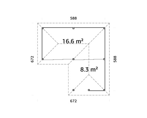 Plan d''un abri de jardin avec indication des surfaces