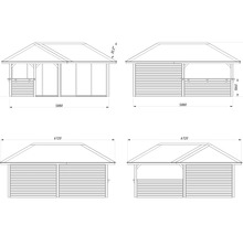 Image d''une tonnelle de jardin avec dimensions.
