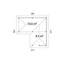 Plan d''un abri de jardin avec indication de surface