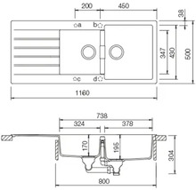 Schéma d''un évier avec dimensions