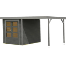 Abri de jardin avec double porte et annexe couverte