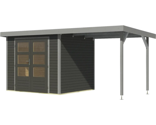 Abri de jardin avec porte double et annexe