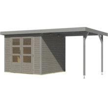 Abri de jardin en bois avec porte double et annexe