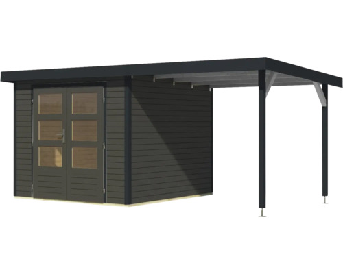 Abri de jardin en bois avec annexe et double porte
