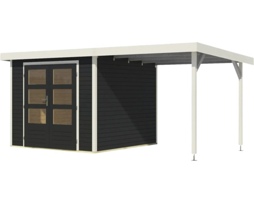 Abri de jardin en bois avec double porte et carport