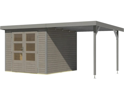 Abri de jardin avec auvent latéral en bois