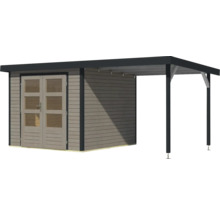 Abri de jardin en bois avec double porte et auvent