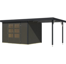 Abri de jardin en bois avec double porte et annexe