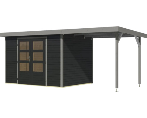 Abri de jardin avec double porte et auvent