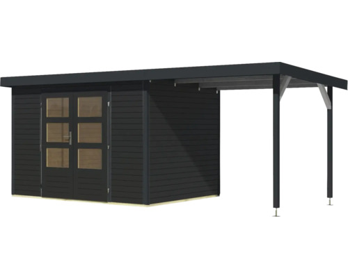 Holzgartenhaus mit Vordach und Doppeltür