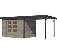 Abri de jardin en bois avec double porte et annexe