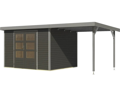 Abri de jardin en bois avec annexe et double porte