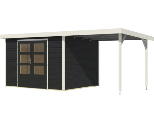 Abri de jardin en bois avec double porte et annexe