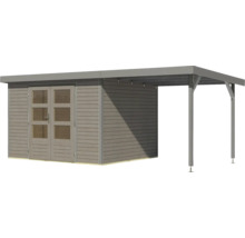 Abri de jardin en bois avec porte double et annexe