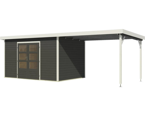 Holzgartenhaus mit Carport