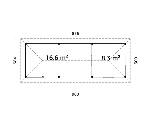Plan d''un abri de jardin avec indication des surfaces