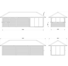 Dessin technique d''un pavillon avec dimensions
