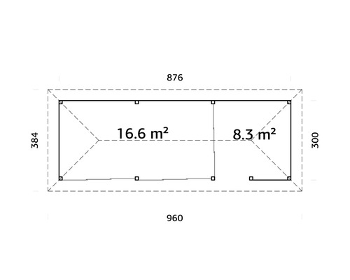 Plan d''un abri de jardin avec indication des surfaces