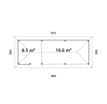 Plan d''un abri de jardin avec indication de la surface