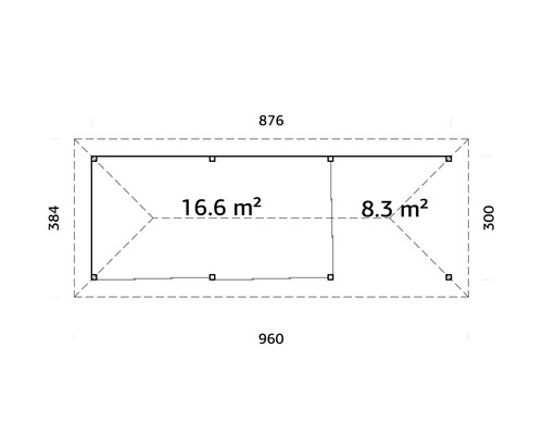 Plan avec indications de surface pour un bâtiment