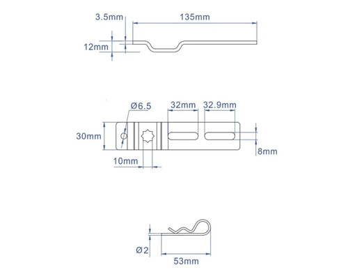 Dessin technique d''une garniture avec indications de dimensions