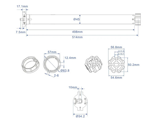 Dessin technique avec cotes d''un store enrouleur