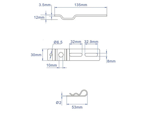 Dessin technique d''une pièce métallique avec indications de dimensions
