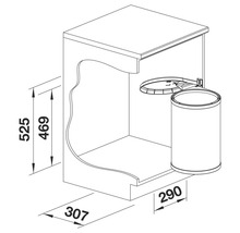 Dessin technique d'un système de tri des déchets avec indications de dimensions
