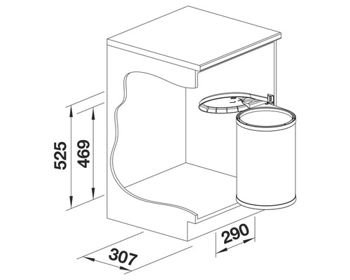 Dessin technique d'un système de tri des déchets avec indications de dimensions
