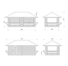 Schéma technique d''un pavillon de jardin avec des mesures